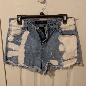 Tinsel denim shorts distressed white spots